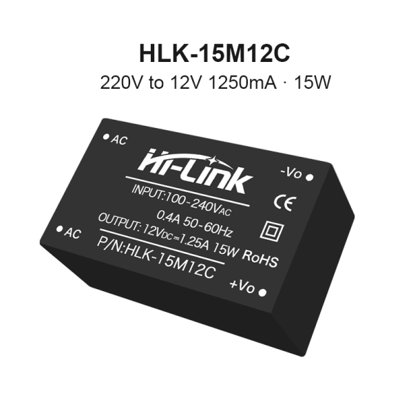 AC-DC HLK-15M12C 15W 220V to 5V9V12V15V24V voltage reduction isolation switching power converter supply module stabilizing EMC circuit