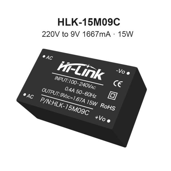 AC-DC HLK-15M09C 15W 220V to 5V9V12V15V24V voltage reduction isolation switch power supply module stabilizing EMC circuit