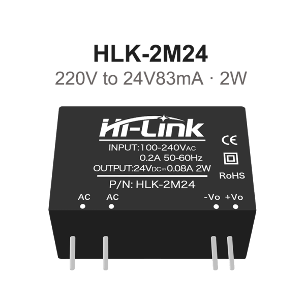 AC-DC power module 2W series 220V to 3.3V5V12V24V voltage reduction and stabilization single circuit output HLK-2M24