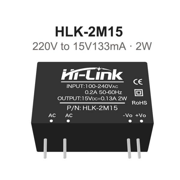 AC-DC power module 2W series 220V to 3.3V5V12V24V voltage reduction and stabilization single circuit output HLK-2M15