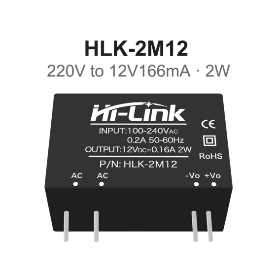AC-DC power module 2W series 220V to 3.3V5V12V24V voltage reduction and stabilization single circuit output HLK-2M12
