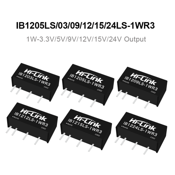 IB1205LS/IB1203LS/IB1212LS/IB1215LS/IB1224LS-1WR3 12V to 5V/3.3V/12V/15V/24V 1W DC to DC power module
