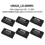 URA2412LD-20WR3 URA2405LD/URA2415LD/URA2424LD DCDC isolated power module with 24v to 3.3/5/9/15/24V dual output