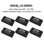 URA4812LD-20WR3 URA4805LD/URA4815LD/URA4824LD DCDC isolated power module with 48v to 3.3/5/9/15/24V dual output
