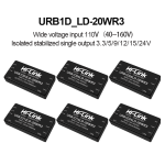 URB1D05LD-20WR3 URB1D12LD/URB1D09LD/URB1D24LD DCDC isolated and regulated power module 110V to 3.3/9/12/15/24V single output
