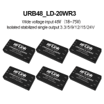 URB4805LD-20WR3 URB4812LD/URB4809LD/URB4824LD DCDC isolated and regulated power module 48V to 3.3/9/12/15/24V single output