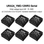 URA2405YMD-12WR3 URA2412YMD/ URA2415YMD/URA2424YMD DC-DC isolated dual output 24V to 5v/12v/15v/24v power converter module