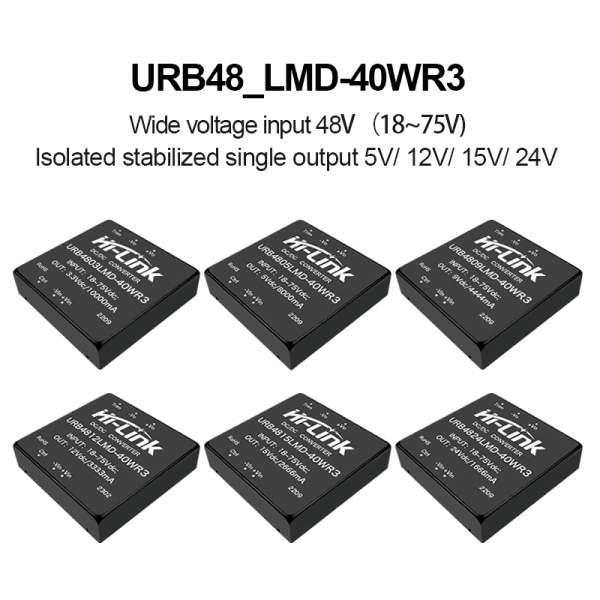 URB4805LMD-40WR3 URB4812/URB4815/URB4824LMD-40W DC-DC isolated power converter module