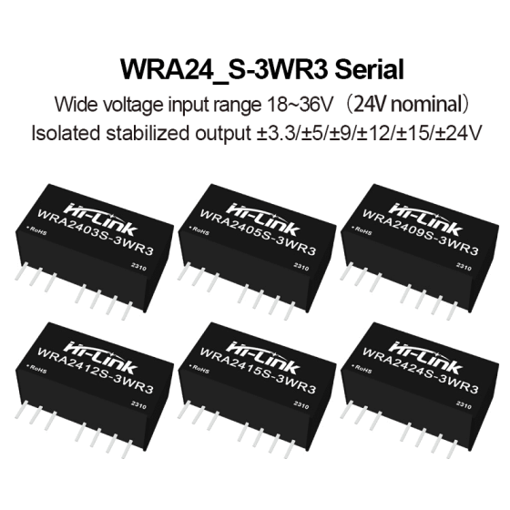 WRA2405S-3WR3 isolated power module WRA2403/2409/2412/242424S-3W dual output Power Converter