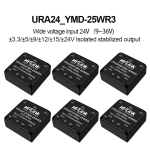 URA2405YMD-25WR3 URA2409YMD/URA2412YMD/URA2415YMD/URA2424YMD DC DC 25W isolated power module 24V to 3/5/9/12/15/24V regulated dual output converter