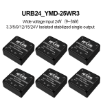 URB2405YMD-25WR3 URB2409YMD/URB2412YMD/URB2415YMD/URB2424YMD DC DC 25W isolated power module 24V to 3/5/9/12/15/24V regulated dual output converter