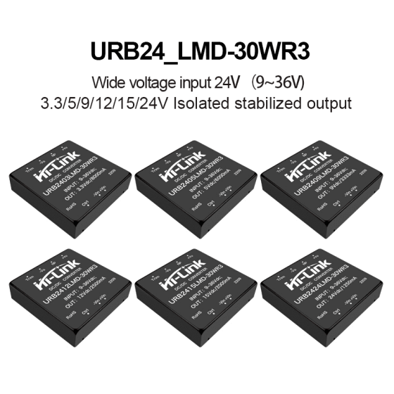 URB2405LMD-30WR3 URB2403/2412/2415/2424LMD-30WR3 DC DC isolated Voltage Regulating Power Supply Converter Module