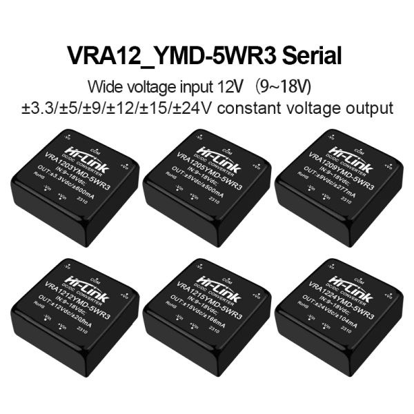 VRA1205YMD-5WR3 power module VRA1203/VRA1209/VRA1212/VRA1215/VRA1224YMD-5W dual output power converter