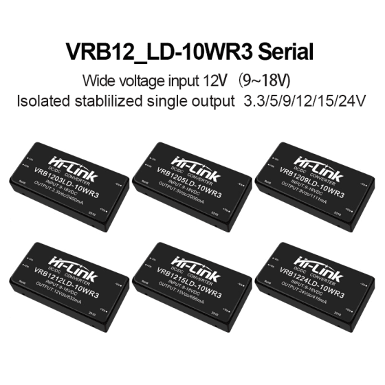 VRB1205LD-10WR3 VRB1212LD/VRB1215LD/VRB1224LD DC-DC isolated power module 12V to 3.3/5/9/12/15/24V Power Converter