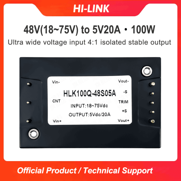 DC/DC half-brick power module 100Q-48S05A isolated and stabilized 48V to 5V single circuit 100W