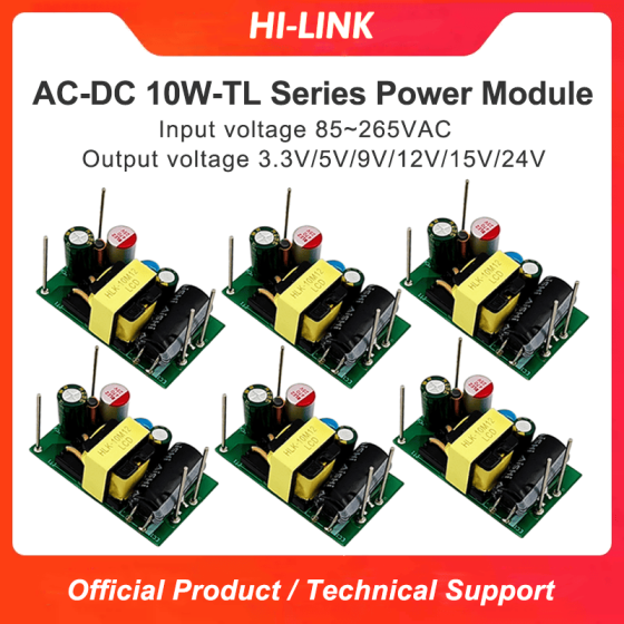Ultra small AC/DC 10W 220V to 5V/9V/12V/15V/24V step down mini power switch power converter module HLK-10M05TL/10M12TL/10M24TL