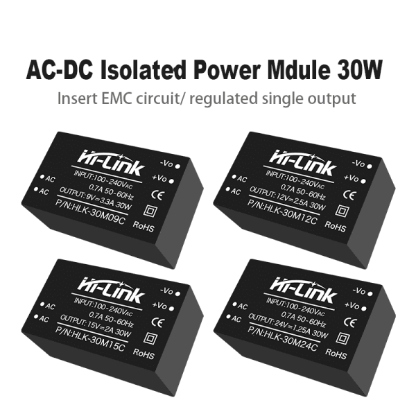 AC to DC HLK-30M12C/30M05C/30M24C 9V/12V/24V 30W Step Down Mini Power Supply Module Converter Intelligent High Cost Performance